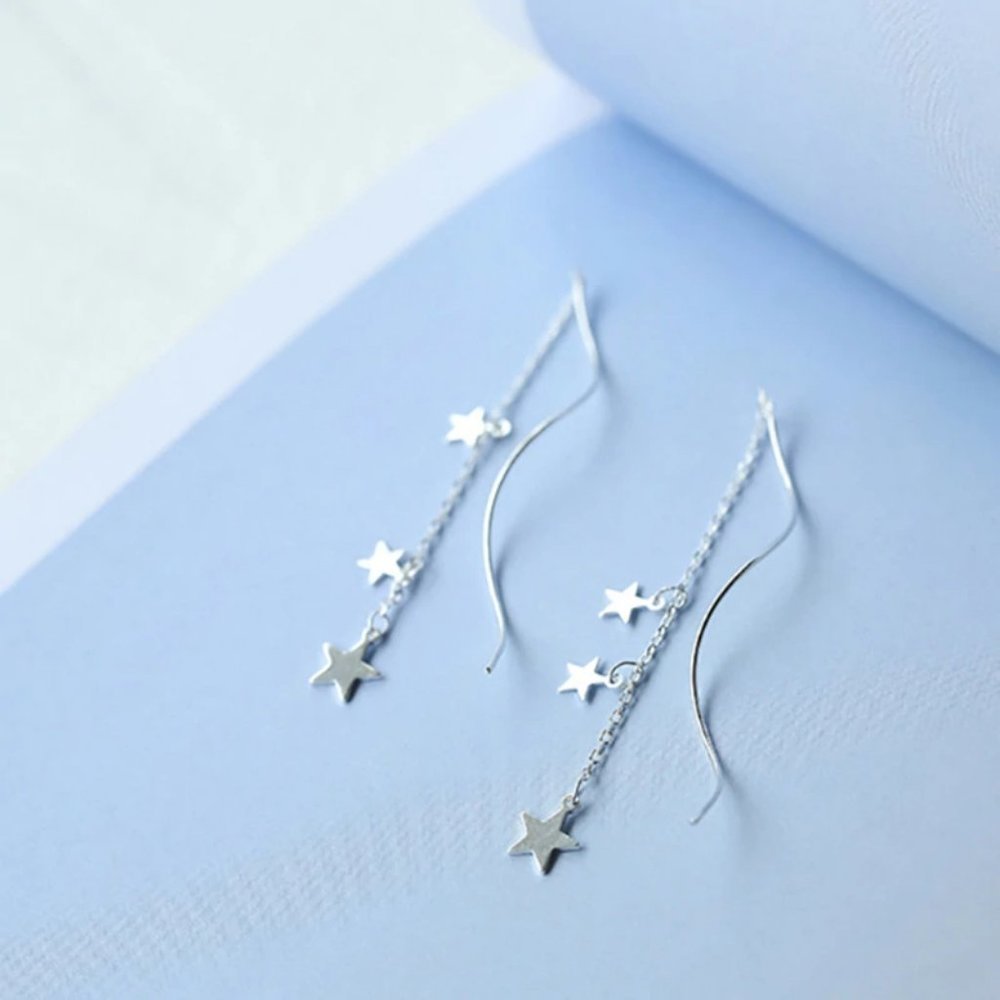 NEW 925 Sterling Silver Swirl Star Earrings - Picture 2 of 6